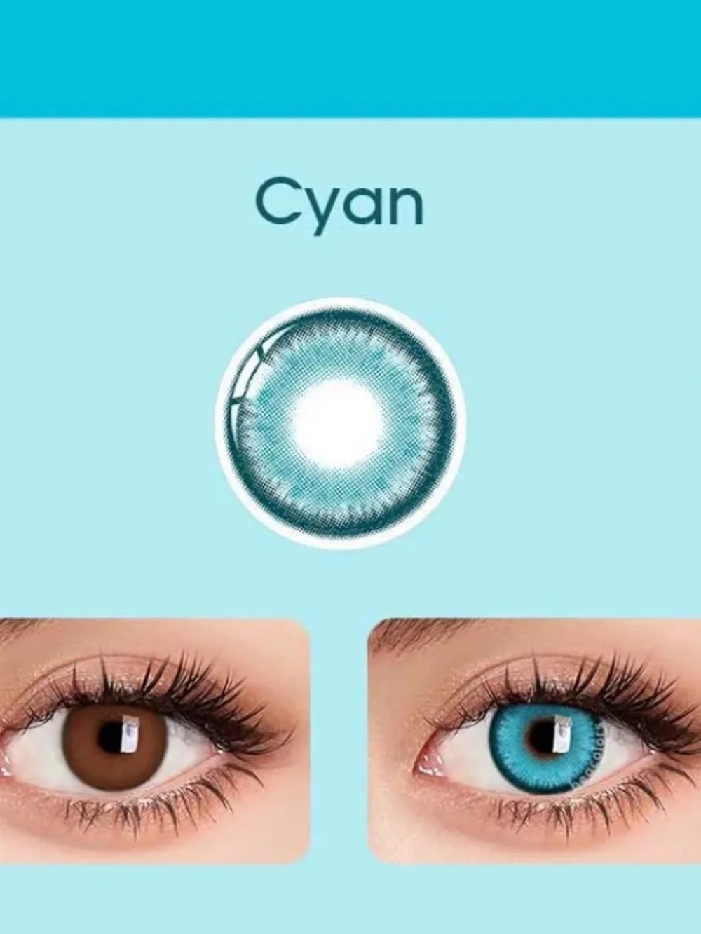 Vibrant cyan Blue eye color eyewear